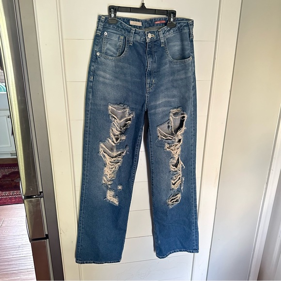 Anthropologie NWT Joey High-Rise Straight jeans Ripped thrashed Distressed - Picture 3 of 6